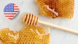 Variety of honey jars showcasing different types of honey produced in the USA, reflecting the diverse floral sources and regions across the country