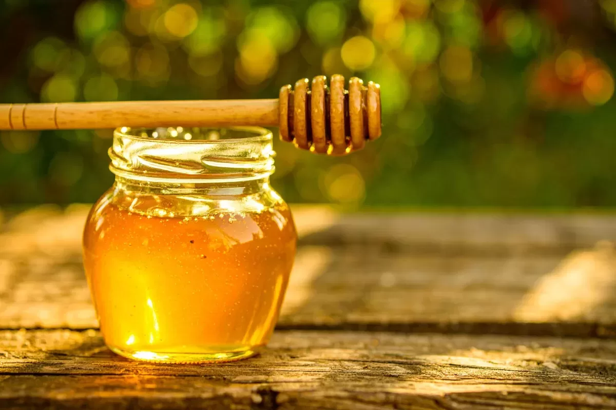 Clover honey produced from clover flowers